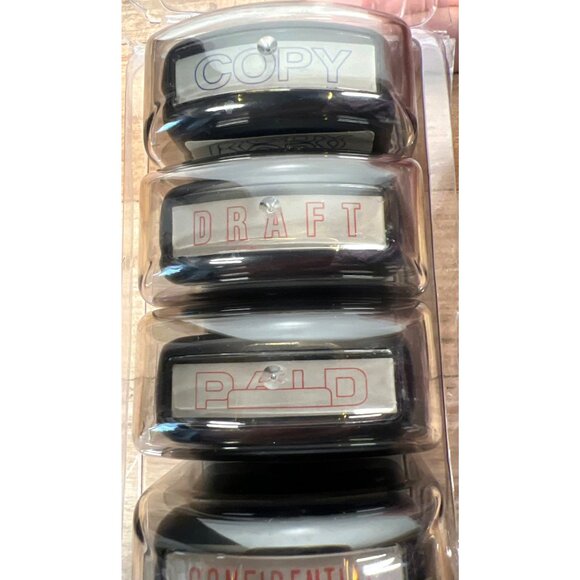 Set Of 5 Office Self-Inking Stamps - Copy Draft Paid Confidential Faxed - Picture 2 of 6